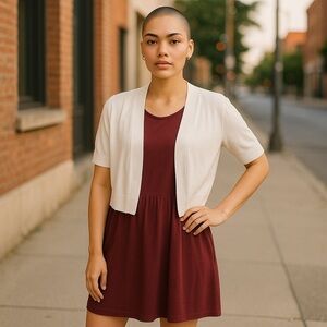 Roz & Ali White Bolero Cardigan short sleeve open front large